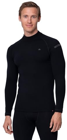 DANISH ENDURANCE Camiseta Térmica de Lana Merino para el Frío Extremo para Hombre, Negro, L