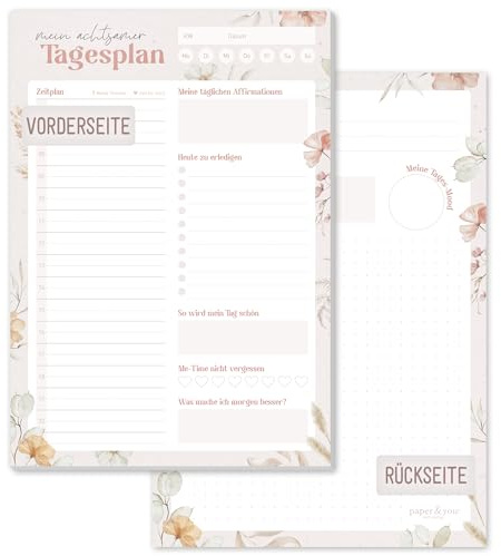 Häfft Achtsamkeits-Tagesplaner A5 Block für Me-Time Calm Flowers