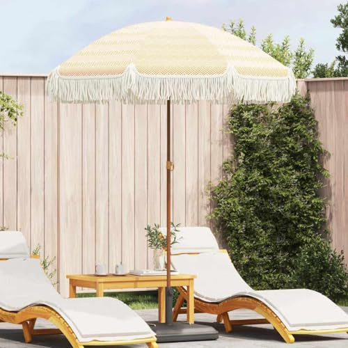 Nqyjm Parasol de playa amarillo y blanco, 160 x 160 x 196 cm, para balcón, jardín, terraza