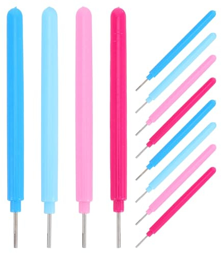 UKCOCO Juego de Herramientas para Quilling de Papel 16 Piezas, Bolígrafo Ranurado y Punzón para Filigrana, Rodillo de Quilling, Colores Azul, Azul Claro, Fucsia y Rosa, Manualidades