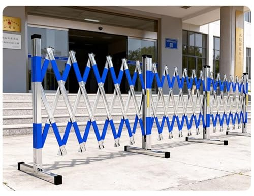 exproyzk Barricada Extensible de Acero Inoxidable Valla de tráfico portátil con Ruedas Puerta retráctil para Zonas de construcción, garajes y entradas de vehículos(1.5 * 1m)