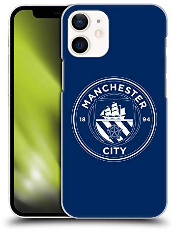 Head Case Designs Officially Licensed Manchester City Man City FC Obsidian White Outline Badge Hard Back Case Compatible With Apple iPhone 12 Mini