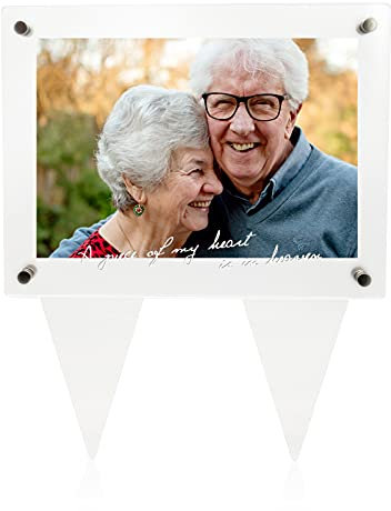 Suaific 12,7 x 17,8 cm wasserdichter Bilderrahmen für Grabstätten, Acryl, für den Außenbereich, Gedenkstätten, Friedhofsdekorationen, Gartenmarker (A Piece of My Heart Is In Heaven)