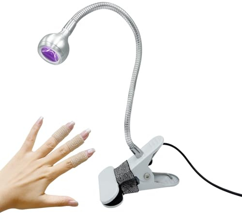 ZOELASS Gel X led UV Nail lamp- 360° Flexible Arm with Clip-On Base, 5V USB gooseneck UV lamp for Gel x Nails Tips, Gel Nail Polish & Nail Art - Includes Protective Finger Bandages