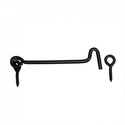 Gedotec Gancho de tormenta con ojal para enroscar | 1 pieza gancho pequeño de 120 mm | Gancho para puerta | Plata galvanizado | Gancho para ventana con gancho ojal para puerta de viaje para caravana
