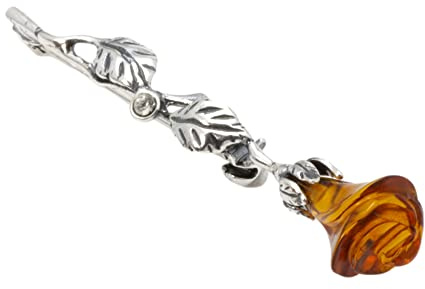 Broche de plata de ley 925 con ámbar báltico natural, Regalo para Mujer, Joyería de ámbar, Medium, Joya Resina Plata esterlina, Ámbar