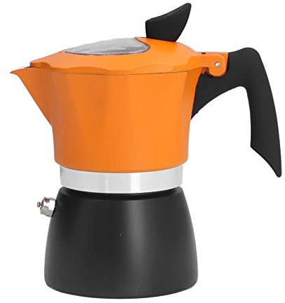 Moka Pot, de 3 Tazas, Italiana de Aluminio, con Tapa de Vidrio Transparente, Portátil para Viajes de Campamento, 150 Ml