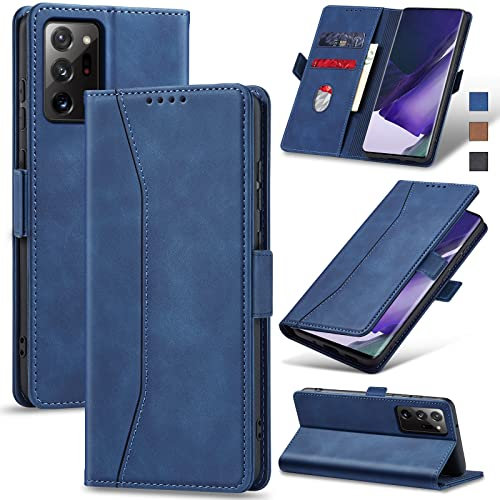 Jasonyu Handyhülle für Samsung Galaxy Note 20 Ultra 5G/4G Hülle Leder Flip Klappbare Stoßfeste Magnetische Premium PU Leder Standfunktion Kartenfächern Schutzhülle Klapphülle,Blau