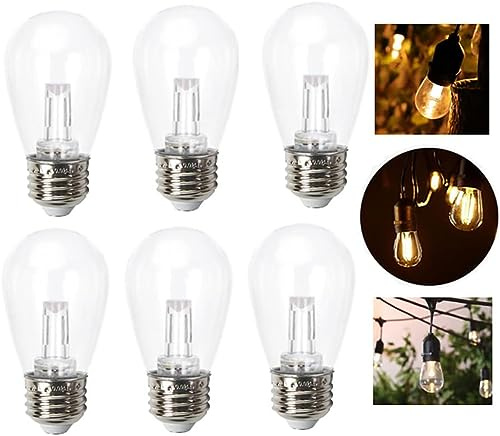 SGSLT S14 E26 E27 Guide Pillar Light LED Bulbs Outdoor Waterproof PET Garden Light Fall Resistant 1.2W Christmas Wedding Atmosphere Light 6 Pcs Warm White