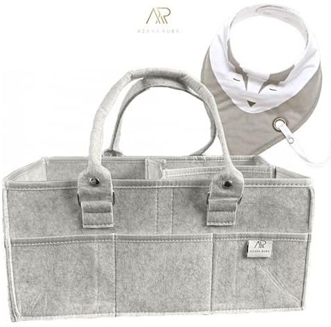 Azaya Ruby Nappy Caddy Organiser, Newborn Essentials, Baby Shower gifts for mum, baby boy, baby girl. New Born accessories for baby. Child toys organiser for bedroom