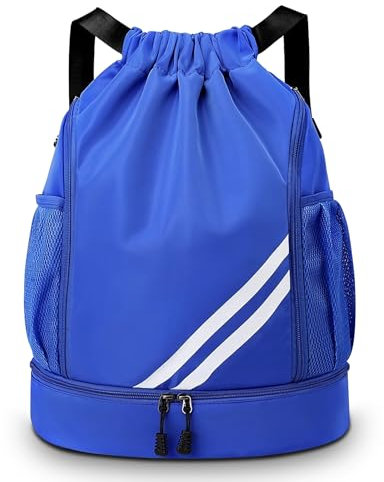KIKIGOAL Mode Sport Rucksäcke Turnbeutel Jungen Basketball Fussballtasche Wasserdicht Große Kapazität mit Bodenfach und Breit Kordelzug für Erwachsener Jugend