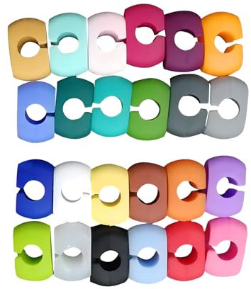 Qaziuy 24 Stück Glasmarker,Glasmarkierer Silicon Wiederverwendbarer Glas Markierung Trinkgläser Bunte Weinglas Marker für Weinglas Champagnerglas, Trinkglas