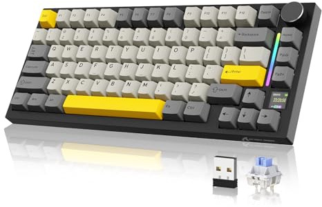 YINDIAO ATTACK SHARK X820 Ultra Teclado Mecánico Gasket con Pantalla TFT y Perilla, Diseño ANSI 75%, 2,4 GHz/BT/Cableado, 5 Espumas Insonorizantes, Hot Swap, para PC, MAC (Negro, Interruptor Shark)