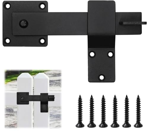 lyualma Cerradura de acero al carbono para puerta corredera con tornillo fijo Flip Slide Latch con orificio de bloqueo abschließbar pestillo de seguridad para puerta cerradura de pestillo