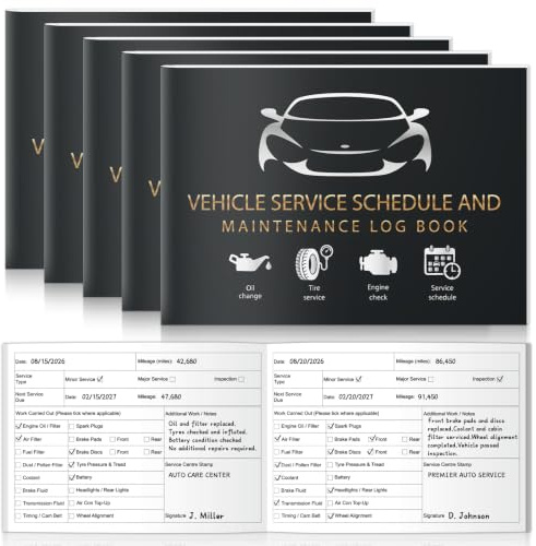 5 Pack Blank Car Service Book Service History Book for All Car Makes Models | A5 Vehicle Service Schedule and Maintenance Log Book Repair Service Book Service Booklet for Car Garages Private Owners