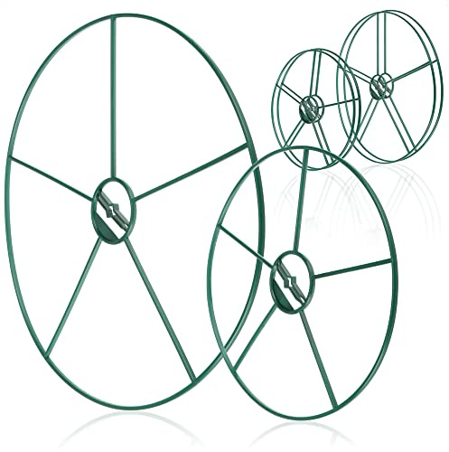 COM-FOUR® Soporte para Flores y Plantas perennes 6X - Soporte de arbusto Redondo en Dos tamaños - Soporte de arbusto para Flores, zarcillos y Plantas perennes