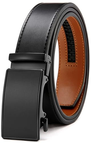 CHAOREN Automatik Gürtel Herren, Buckley Ledergürtel Ratsche Automatikschließe für Herren Business Anzug, 35mm Breit Gürtel Ohne Löcher, Größe Angepasst - Schwarz