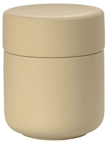 Zone Denmark Ume Keramikdose mit Deckel fürs Bad, Deko Badezimmer, Badezimmer Organizer, Hübsche Dose für Aufbewahrung, aus Keramik, Durchm. 8,3 cm, Höhe 10,3 cm, Warm Sand (Beige)