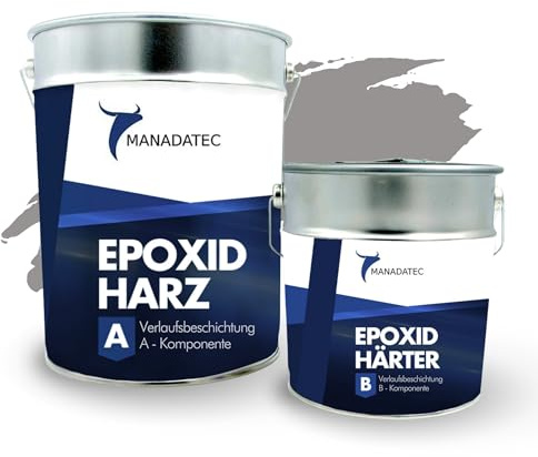 MANADATEC 2k Epoxidharz Verlaufsbeschichtung 6kg I RAL 7036 Platingrau I Lösemittelfrei, Umweltfreundlich & Geruchsneutral I Für ebene Garagen-, Keller- & Werkstattböden I Hohe Belastbarkeit