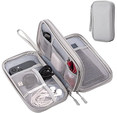 Arae Elektronik Zubehör Organizer, Kabeltasche Travel Essentials, Doppelschicht Reise Kabel Tasche, Electronic Accessories für Ladegerät, USB, SD Karten, Kopfhörer (Grau, M)