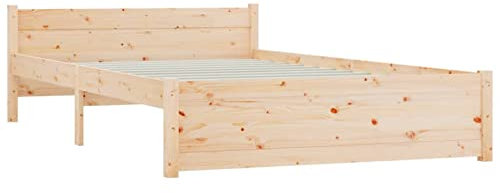Susany Massivholzbett Holzbett Bett Lattenrost Rahmenbettgestell Bettrahmen Bettgestell Futonbett Schlafzimmerbett Mit 1 x Kopfteil Massives Kiefernholz (unbehandelt)