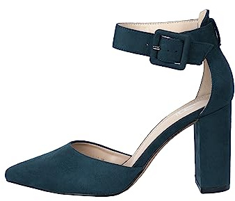 Rio Fiore Tacones de Mujer, Zapatos de tacón con Tiras, Verde Oscuro, Textil, 8.5 cm Tacón Bloque, Zapatos con Correa en el Tobillo 2062A-9-J-3 (Dark Green, 40 EU)