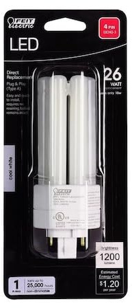 Feit Electric PL GX24Q-3 4-Pin LED Light Bulb Cool White 26 Watt Equivalence 1 pk