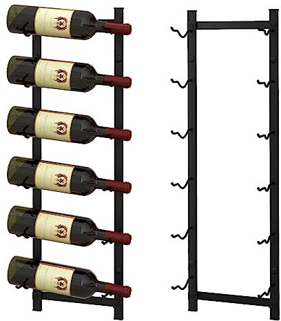COSTWAY Weinregal Wand für 6 Weinflaschen, Flaschenhalter Metall, Flaschenregal Industrial, Aufbewahrungsregal schwarz