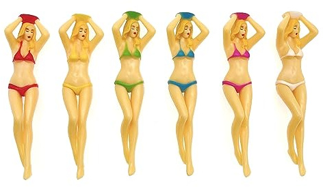 JZK Set di 6 magliette da golf da ragazza per uomo donna donna, novità tee da golf in plastica 76 mm lungo pin up supporto per palline da golf, divertenti tee da golf a castello per allenamento