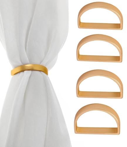 NT-ling Napkin Rings, 4 Pcs Gold Napkin Holder Ring Elegant Gold Napkin Rings Decor Metal Napkin Rings for Table Decoration Valentine Day Thanksgiving Christmas Anniversary Dinners (Gold)