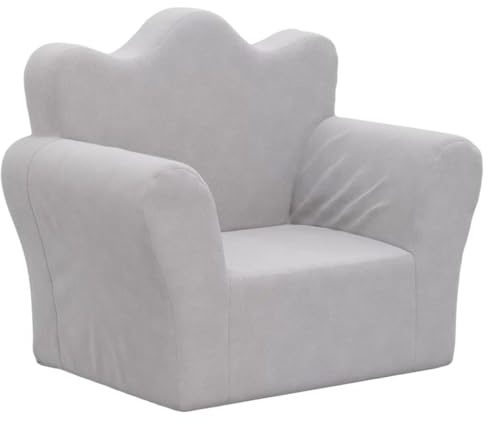 vidaXL Sofá para Niños, Sillón con Respaldo Reposabrazos, Mini Sofá Infantil, Asiento Sofá para Dormitorio Sala de Juegos, Felpa Suave Gris Claro