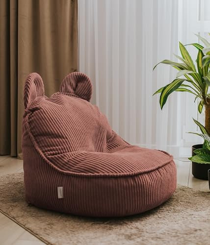 chilly pilley® Bodenkissen für Kinderzimmer Mumin Kissen Kuschelig Beanbag Sitzsack aus Cord (Dunkelrosa)