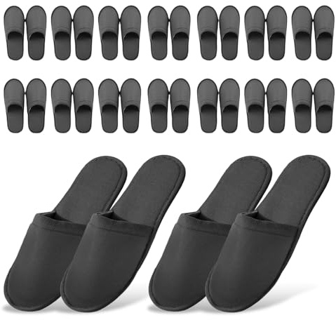 LEKEFETO Lot de 15 paires de pantoufles d'hôtel grises : chaussons jetables antidérapants, confortables et respirants, ensemble de pantoufles d'invités, unisexes, pour