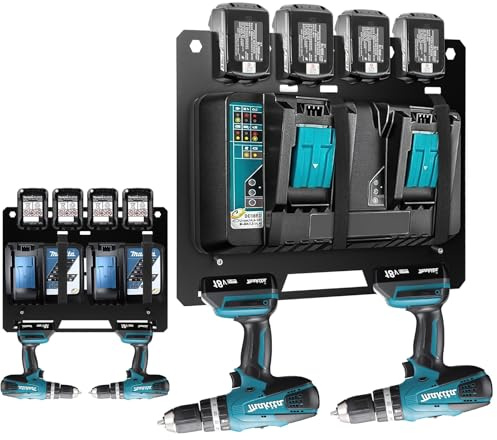 Soporte de pared para soporte de batería Makita y cargadores, soporte de pared con batería para taller y garaje (B)