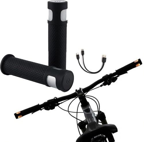 WDEC 2PCS Scooter Grip Handlebar Indicator, Electric Scooter Handlebar Light, Bicycle/Scooter Grip with Turn Signal, Scooter Turn Signal Handlebar Grip, Bike Handle Indicator Warning Light