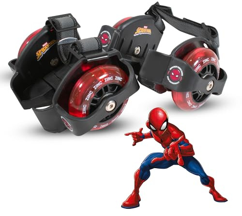 Zinc Pattini da strada Marvel Spiderman con licenza ufficiale – dai 5 anni in su, pattini a rotelle rimovibili per scarpe, ruote luminose, cuscinetti ABEC 7 per scarpe con ruote e freno