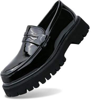 2026 Spring and Autumn Edition Youth Le Fu - Zapatos de suela gruesa para aumentar la altura, color negro, moda para hombre, piel casual, otros, 42.5 EU