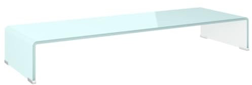 vidaXL TV-Tisch/Bildschirmerhöhung Glas Weiß 90x30x13 cm