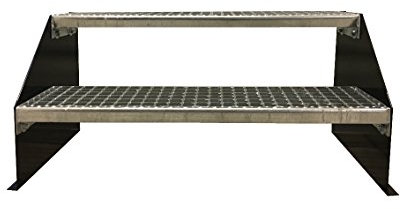 TMM Standtreppe Stahltreppe 2 Stufen/Breite 100cm Höhe 42cm Anthrazitgrau/Stabile Industrietreppe für den Außenbereich