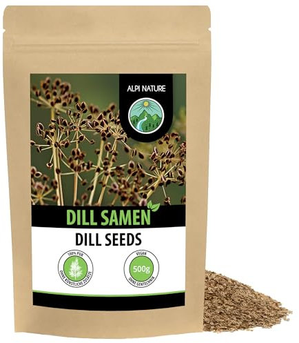 Alpi Nature Dillsamen 500g, Dill Samen ganz für Gewürzmischungen und Kräutertee, Einlegegewürz