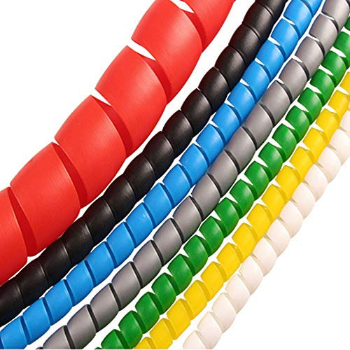 Vogueing Tool Cable Tidy Tube, 8mm Spiral Tube Cable Protector Sleeve for Wire Computer Cable on Home or Office, Black, 5M
