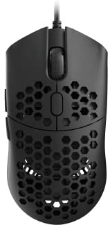 HK Gaming Sirius M - Mouse da gioco ultra leggero a nido d'ape, 54 g, 12000 cpi, cavo USB, 6 pulsanti programmabili, memoria integrata, impugnature antiscivolo, Sirius-M 12000 cpi, nero