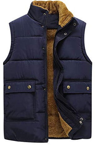 Chaleco Plumas Acolchado Hombre Invierno - Chaqueta Sin Mangas Caballero Gilet Plumon Guateado - Talla Grande Azul 6XL