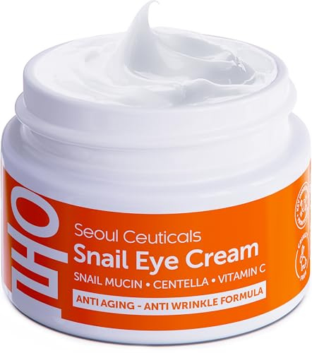 SeoulCeuticals Korean Snail Mucin Eye Cream - Anti-Ageing, Anti-Wrinkle, Under-Eye Treatment - 97.5% Snail Secretion Filtrate Daily Night Cream - Korean Skincare for Hydrating and Brightening, 0.5oz