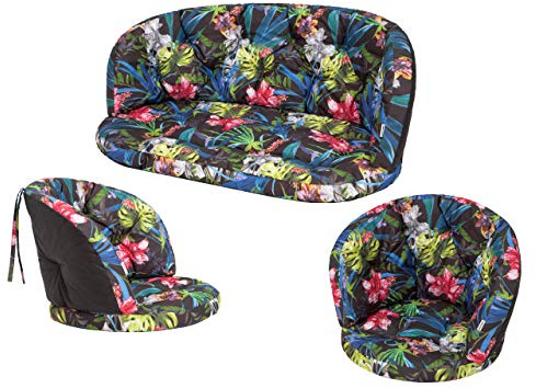Set di cuscini per salottino in rattan, cuscini per poltrone, cuscini estivi per il salotto all’aperto, Set di 2 cuscini per poltrone e uno per divano, foglie colorate