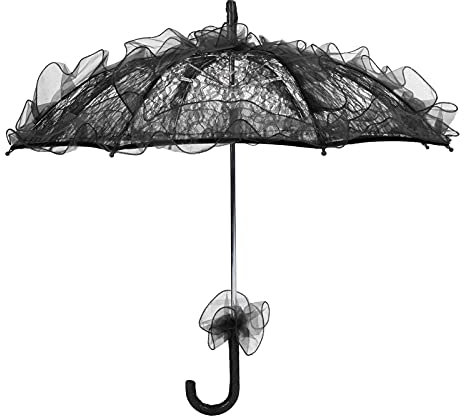 HERCHR Spitze Sonnenschirm Regenschirm - Mini Faltbarer Brautschirm Spitze Blumen Sonnenschirm Regenschirm Hochzeit Zubehör ideal für Brautjungfern und Blumenmädchen - Foto Prop Blau(Schwarz)