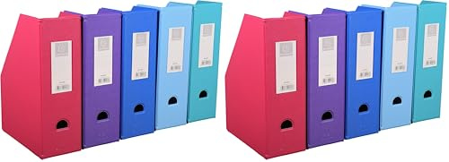 Exacompta - Réf. 90180E - 1 Porte-revues en carton extra rigide recouvert de plastique livré à plat - Dos de 10 cm - Dimensions 25 x 31 cm - Pour format A4 - couleurs aléatoires (Lot de 2)