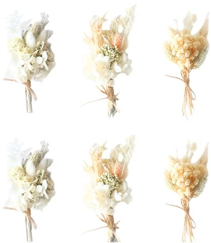 6 Pcs Mini Dried Flowers Bouquet,Hydrangea Bunny Tails Mixed Natural Dried Flower Plant for DIY Craft,Natural Dried Flowers Bouquet for Home Decor,Cake Decor,Epoxy Resin,Card,Scrapbooking