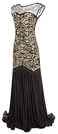 KBOPLEMQ Gatsby - Costume da donna Charleston, abito da sera lungo con paillettes, anni '20, abito da cocktail flapper, in rete, stile retrò anni '20
