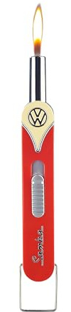 BRISA VW Collection – VW T1 Bulli buss stavtändare, retro/vintage tändare av metall med lång hals, påfyllningsbar (röd/2,3 x 1,5 x 16,3 cm)